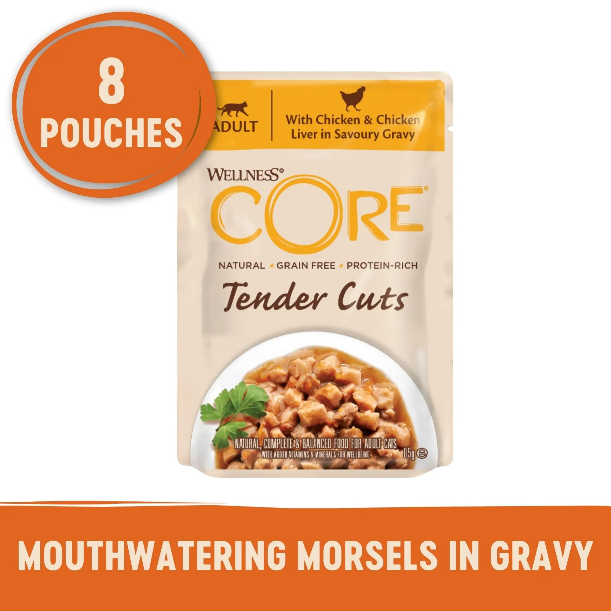 Wellness CORE Tender Cuts with Chicken and Chicken Liver in Gravy Wet Cat Food 85g x 8^^^