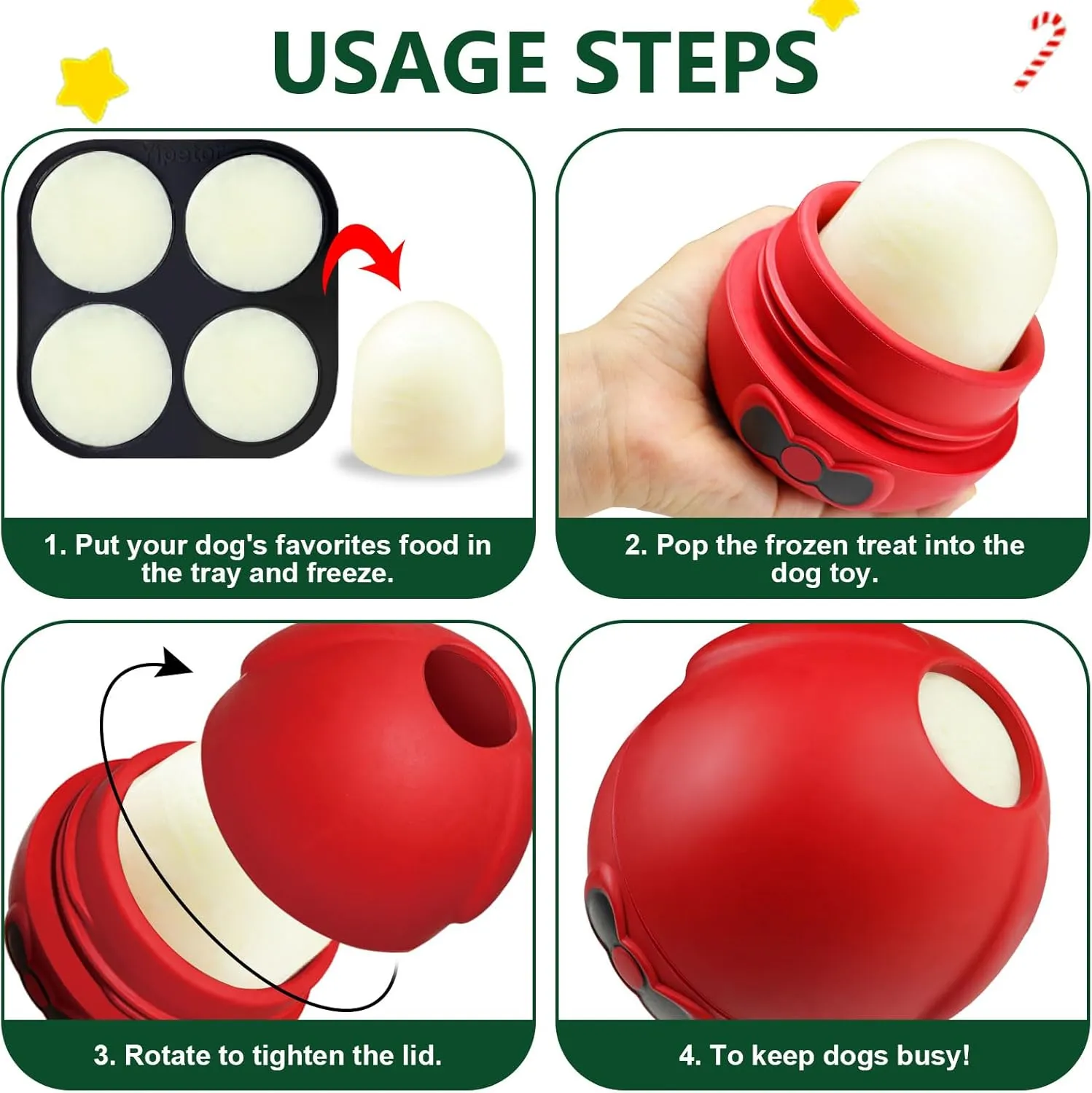 Yipetor 2P Dog Wobbly Toys, Frozen Treat Toy, Long-Lasting Interactive Dog Toy to Keep Your Pup Distracted, Dog Slow Feeder for Healthy Eating -for Large Dogs (Red Black)